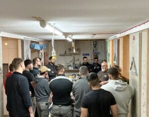 James from BAL doing leveling compound demo