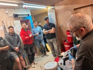 james from BAL demonstrating epoxy grout